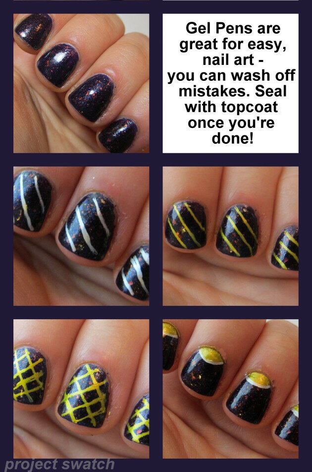tutorial - nail art with gel pens