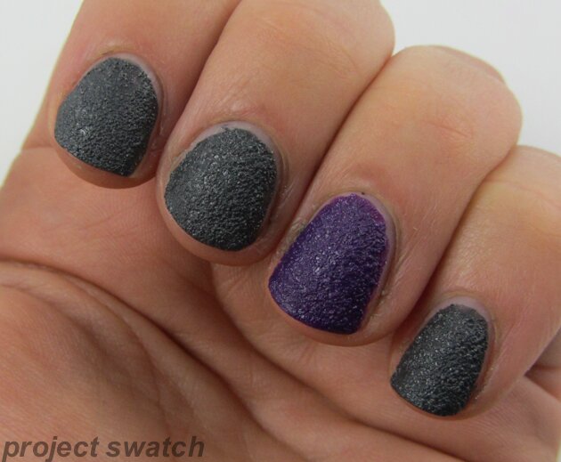 Milani Shady Grey, Purple Streak milani textured cream nail polish swatches - grey - purple